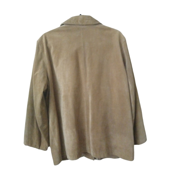 GAP Womens Brown Soft Calf Suede Blazer Coat Lined 3 Button Front Pockets US XL - Picture 11 of 11
